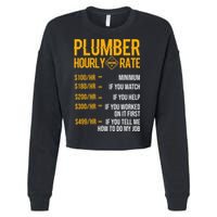 Funny Plumber Hourly Rate Plumber Cropped Pullover Crew