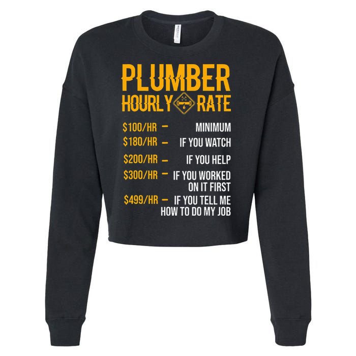 Funny Plumber Hourly Rate Plumber Cropped Pullover Crew