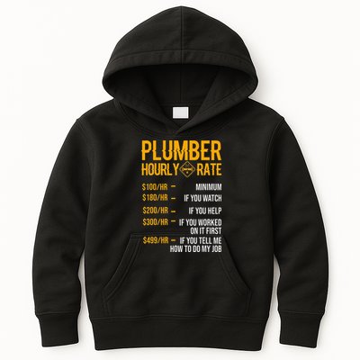 Funny Plumber Hourly Rate Plumber Kids Hoodie