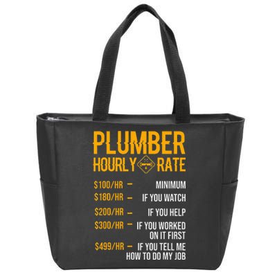 Funny Plumber Hourly Rate Plumber Zip Tote Bag