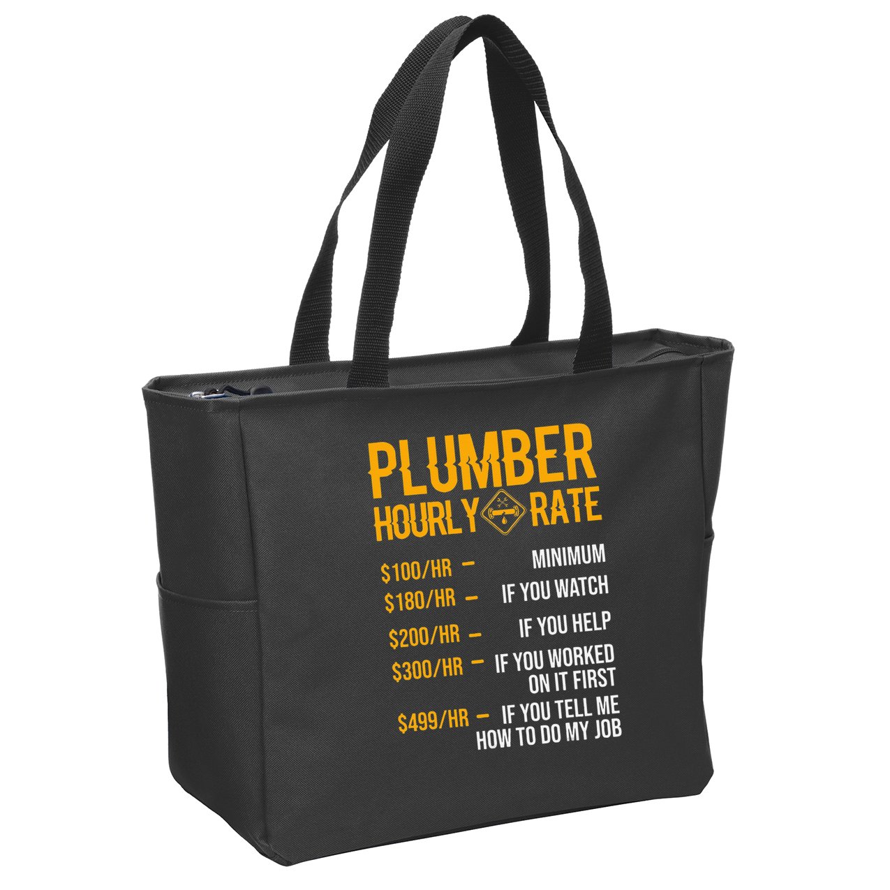 Funny Plumber Hourly Rate Plumber Zip Tote Bag