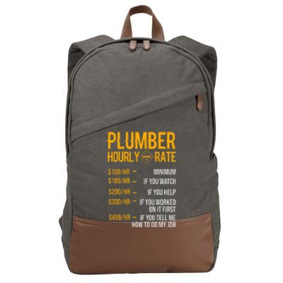 Funny Plumber Hourly Rate Plumber Cotton Canvas Backpack