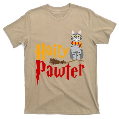 FUNNY Pun Hairy Pawter Wizard Gift For Cat Lovers T-Shirt