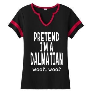 Funny Pretend Im A Dalmatian Lazy Halloween Costume Ladies Halftime Notch Neck Tee