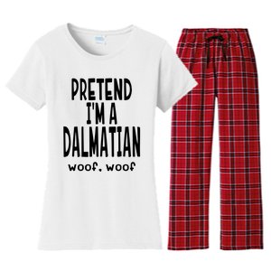 Funny Pretend Im A Dalmatian Lazy Halloween Costume Women's Flannel Pajama Set