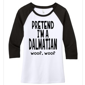 Funny Pretend Im A Dalmatian Lazy Halloween Costume Women's Tri-Blend 3/4-Sleeve Raglan Shirt