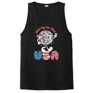 Funny Party In The US July 4th USA Patriotic Groovy Disco Gift PosiCharge Competitor Tank