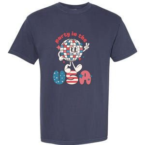 Funny Party In The US July 4th USA Patriotic Groovy Disco Gift Garment-Dyed Heavyweight T-Shirt