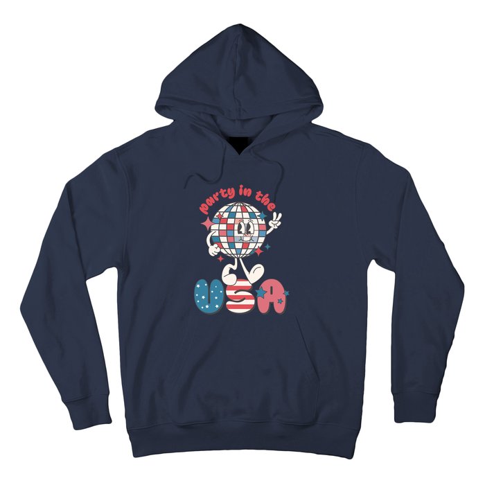 Funny Party In The US July 4th USA Patriotic Groovy Disco Gift Hoodie