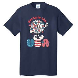 Funny Party In The US July 4th USA Patriotic Groovy Disco Gift Tall T-Shirt