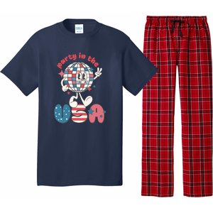 Funny Party In The US July 4th USA Patriotic Groovy Disco Gift Pajama Set