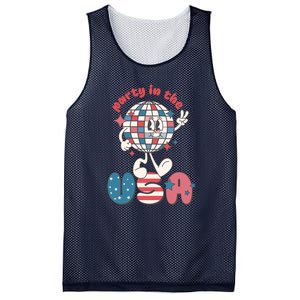 Funny Party In The US July 4th USA Patriotic Groovy Disco Gift Mesh Reversible Basketball Jersey Tank