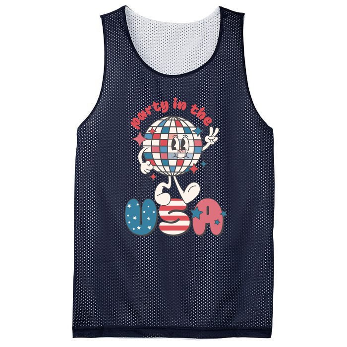 Funny Party In The US July 4th USA Patriotic Groovy Disco Gift Mesh Reversible Basketball Jersey Tank