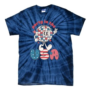 Funny Party In The US July 4th USA Patriotic Groovy Disco Gift Tie-Dye T-Shirt