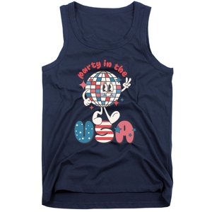 Funny Party In The US July 4th USA Patriotic Groovy Disco Gift Tank Top