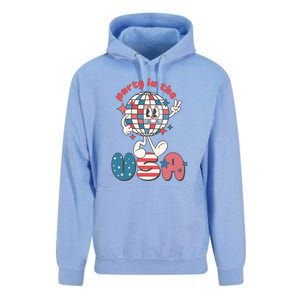 Funny Party In The US July 4th USA Patriotic Groovy Disco Gift Unisex Surf Hoodie