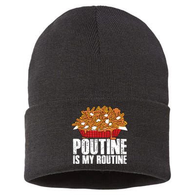 Funny Poutine Is My Routine Canadian Poutine Love Sustainable Knit Beanie