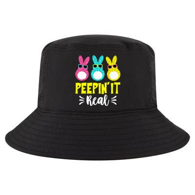 Funny Peepin It Real Happy Easter Bunny Egg Hunt Cool Comfort Performance Bucket Hat