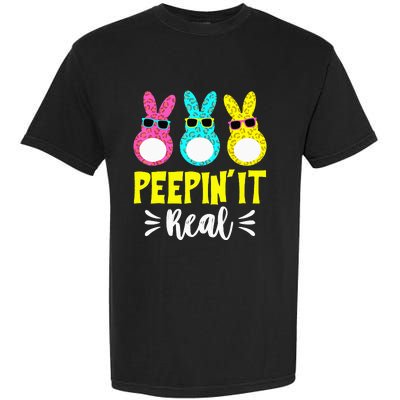 Funny Peepin It Real Happy Easter Bunny Egg Hunt Garment-Dyed Heavyweight T-Shirt