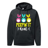 Funny Peepin It Real Happy Easter Bunny Egg Hunt Performance Fleece Hoodie