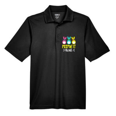 Funny Peepin It Real Happy Easter Bunny Egg Hunt Men's Origin Performance Pique Polo