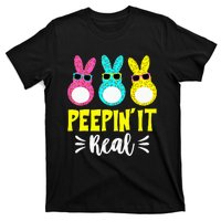 Funny Peepin It Real Happy Easter Bunny Egg Hunt T-Shirt