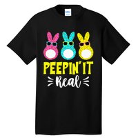 Funny Peepin It Real Happy Easter Bunny Egg Hunt Tall T-Shirt