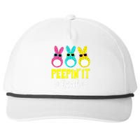 Funny Peepin It Real Happy Easter Bunny Egg Hunt Snapback Five-Panel Rope Hat