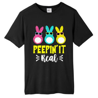 Funny Peepin It Real Happy Easter Bunny Egg Hunt Tall Fusion ChromaSoft Performance T-Shirt