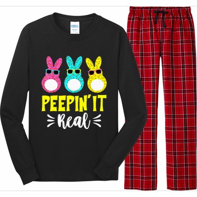 Funny Peepin It Real Happy Easter Bunny Egg Hunt Long Sleeve Pajama Set