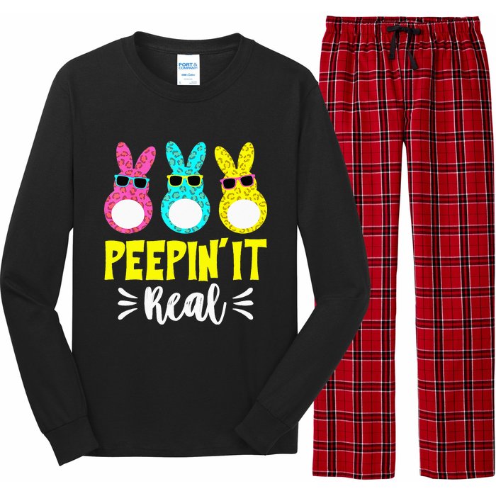 Funny Peepin It Real Happy Easter Bunny Egg Hunt Long Sleeve Pajama Set