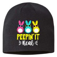 Funny Peepin It Real Happy Easter Bunny Egg Hunt Sustainable Beanie