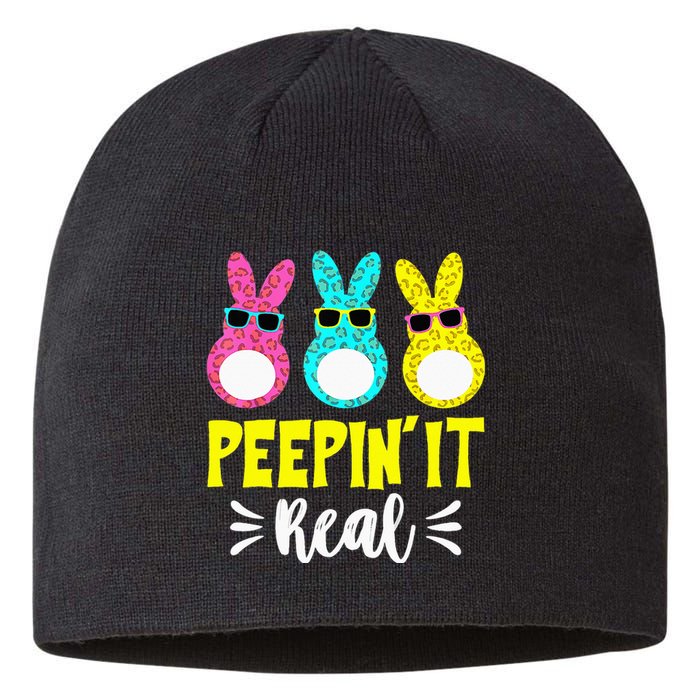 Funny Peepin It Real Happy Easter Bunny Egg Hunt Sustainable Beanie