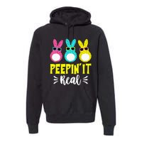 Funny Peepin It Real Happy Easter Bunny Egg Hunt Premium Hoodie