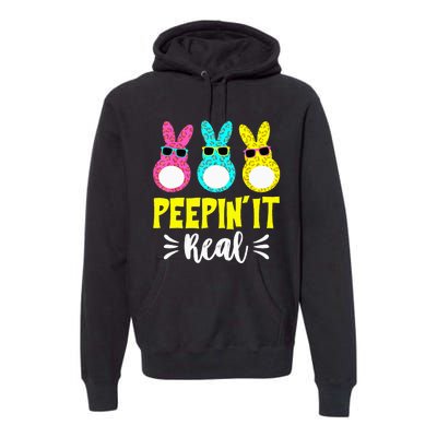 Funny Peepin It Real Happy Easter Bunny Egg Hunt Premium Hoodie