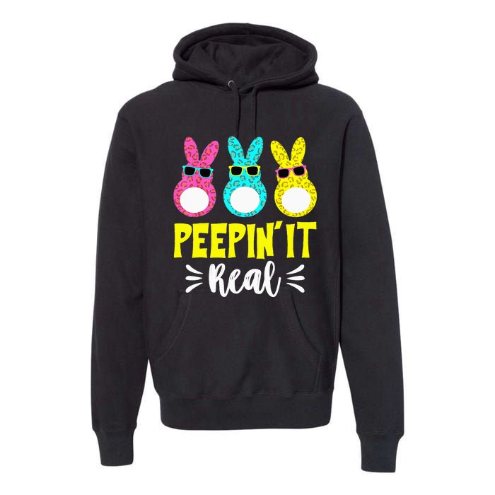 Funny Peepin It Real Happy Easter Bunny Egg Hunt Premium Hoodie