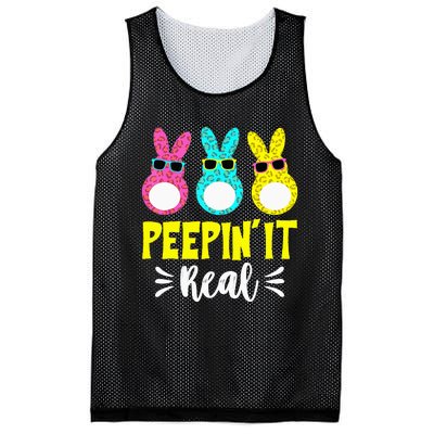 Funny Peepin It Real Happy Easter Bunny Egg Hunt Mesh Reversible Basketball Jersey Tank