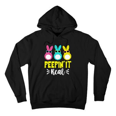 Funny Peepin It Real Happy Easter Bunny Egg Hunt Tall Hoodie