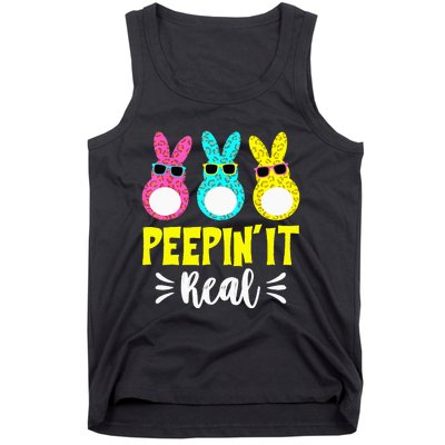 Funny Peepin It Real Happy Easter Bunny Egg Hunt Tank Top