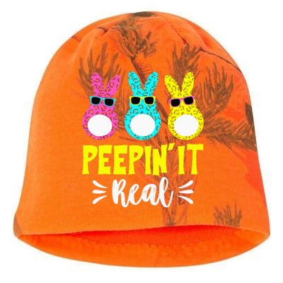 Funny Peepin It Real Happy Easter Bunny Egg Hunt Kati - Camo Knit Beanie