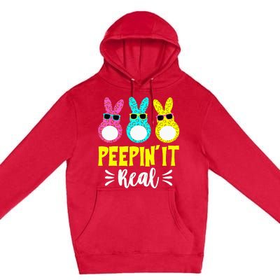 Funny Peepin It Real Happy Easter Bunny Egg Hunt Premium Pullover Hoodie