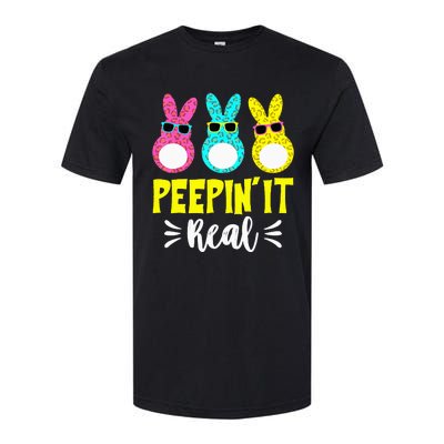 Funny Peepin It Real Happy Easter Bunny Egg Hunt Softstyle CVC T-Shirt