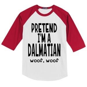 Funny Pretend Im A Dalmatian Lazy Halloween Costume Kids Colorblock Raglan Jersey