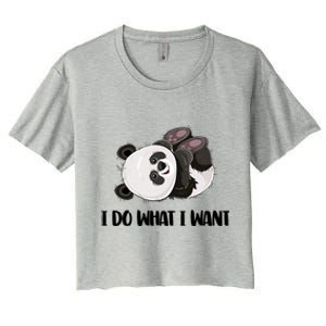 Funny Panda I Do What I Want Cute Panda Bear Cute Gift Women's Crop Top Tee