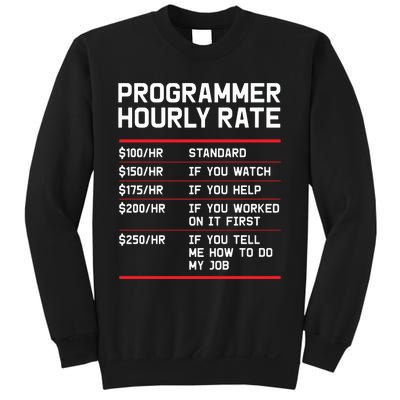 Funny Programmer IT Support Coder Gift Hourly Rate Sweatshirt