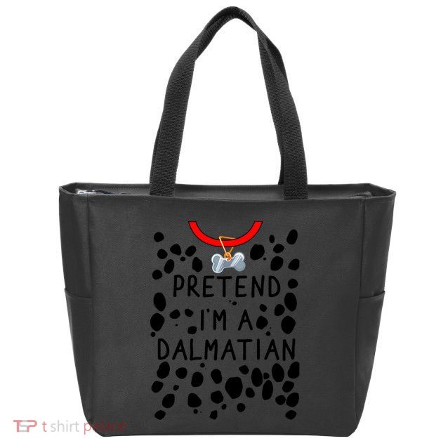 Funny Pretend I'm A Dalmatian Dog Halloween DIY Costume Zip Tote Bag