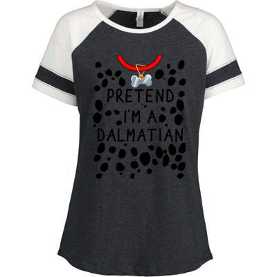 Funny Pretend I'm A Dalmatian Dog Halloween DIY Costume Enza Ladies Jersey Colorblock Tee