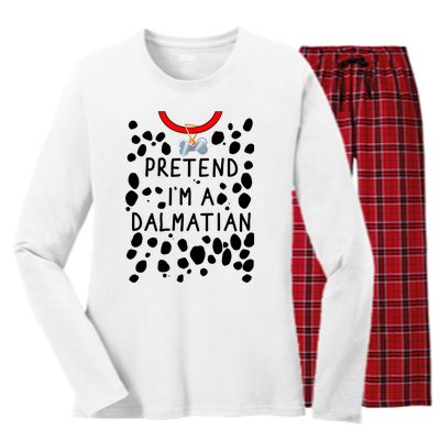 Funny Pretend I'm A Dalmatian Dog Halloween DIY Costume Women's Long Sleeve Flannel Pajama Set 