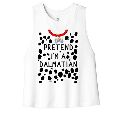 Funny Pretend I'm A Dalmatian Dog Halloween DIY Costume Women's Racerback Cropped Tank