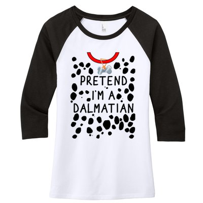 Funny Pretend I'm A Dalmatian Dog Halloween DIY Costume Women's Tri-Blend 3/4-Sleeve Raglan Shirt